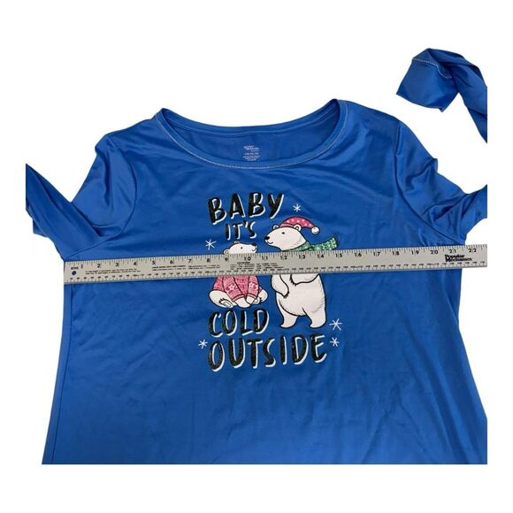 NWT Secret Treasures Sleepwear Blue Baby Its Cold Outside Long Sleeve Shirt Sz L - Picture 6 of 7